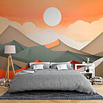 Wall murals Mountain range with orange and grey hills