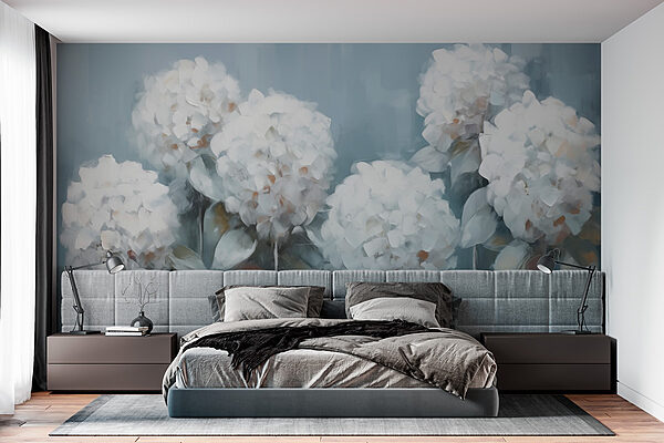 Painting of white flowers Wall murals Painting of white flowers