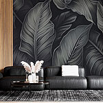 Wall murals Textured leaves on a dark background