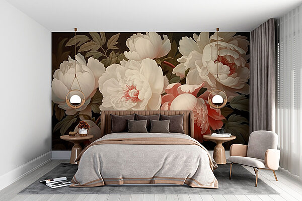 Group of white and pink flowers Wall murals Group of white and pink flowers