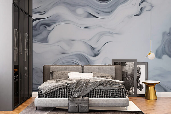 Fluid patterns in black and white Wall murals Fluid patterns in black and white