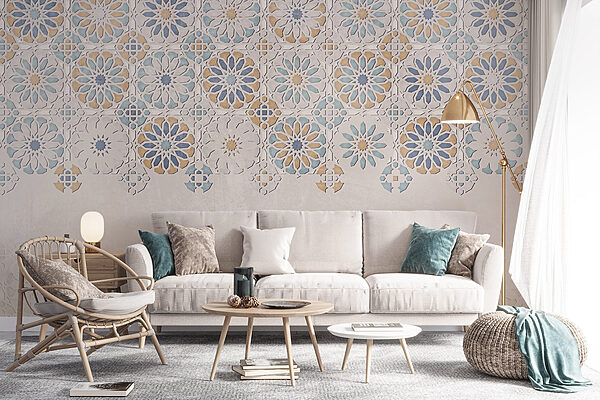 Wall with a pattern of flowers Wall murals Wall with a pattern of flowers