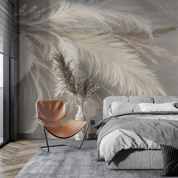 Wall mural Wall mural Soft, delicate plumes in neutral tones (SKU: w08403)