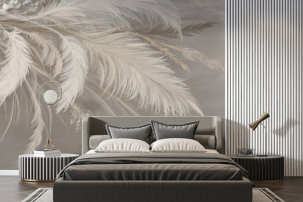 Soft, delicate plumes in neutral tones Wall murals Soft, delicate plumes in neutral tones