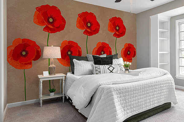 Group of red flowers Wall murals Group of red flowers