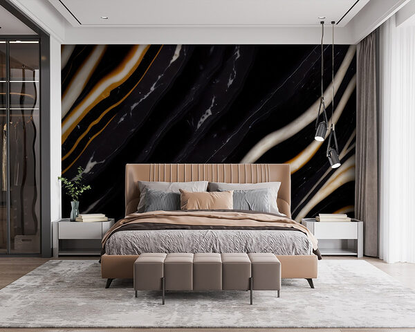Black and white marble Wall murals Black and white marble