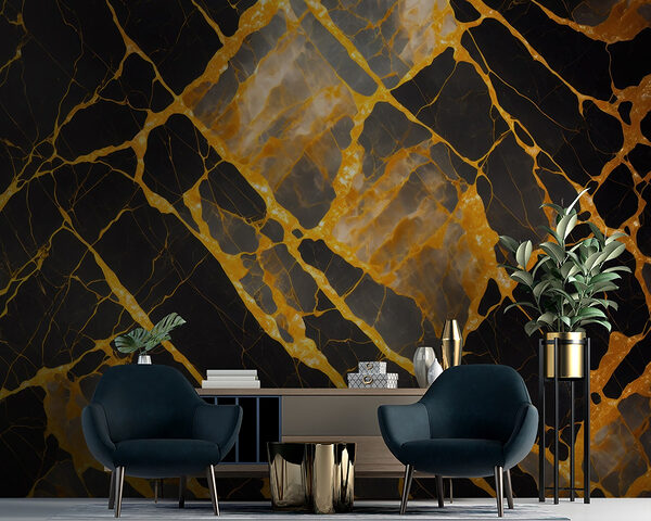 Striking black and amber pattern Wall murals Striking black and amber pattern