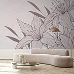 Wall murals Drawing of flowers and leaves