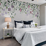 Wall murals Floral border with purple flowers and leaves