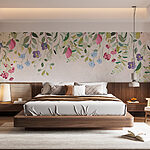 Wall murals Floral border with flowers and leaves