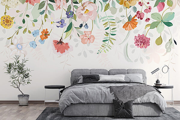 Delicate floral arrangement on display Wall murals Delicate floral arrangement on display