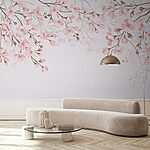 Wall murals Pink flowers on a white background