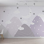 Wall murals Moon and clouds in the sky