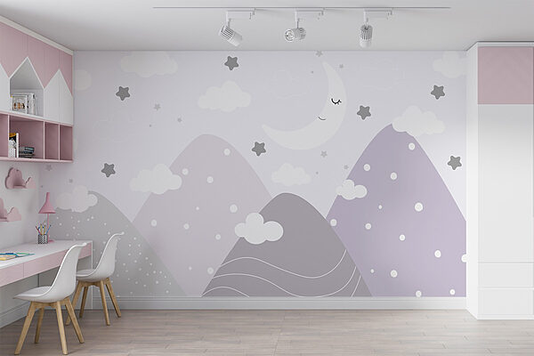 Moon and clouds in the sky Wall murals Moon and clouds in the sky