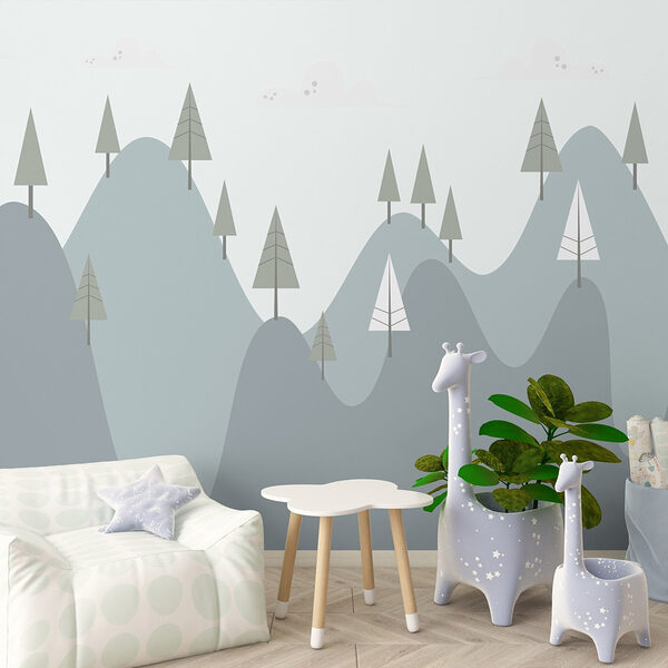 Mountain with trees on it Wall murals Mountain with trees on it