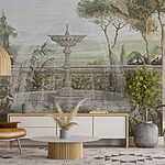 Wall murals Water fountain in a garden