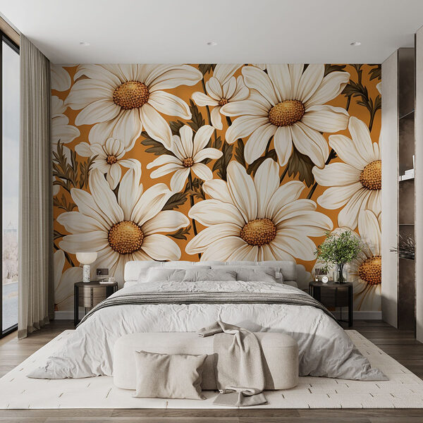 Floral pattern in warm tones Wall murals Floral pattern in warm tones