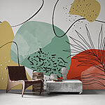Wall murals Colorful art with black and red and yellow shapes