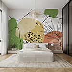 Wall murals Colorful art with black and green shapes