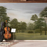 Wall murals Landscape with trees and grass