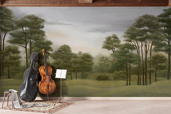 Landscape with trees and grass Wall murals Landscape with trees and grass
