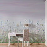 Wall murals Field of flowers and birds
