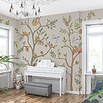 Wall murals Wallpaper with birds and trees