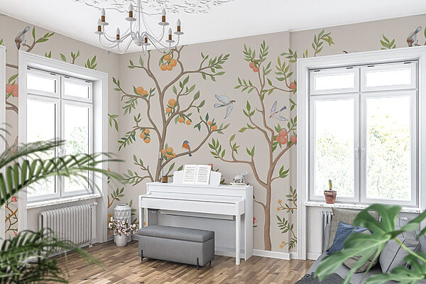 Wallpaper with birds and trees Wall murals Wallpaper with birds and trees