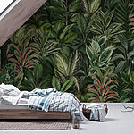 Wall murals Wallpaper with many different types of leaves