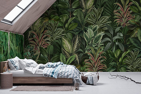 Wallpaper with many different types of leaves Wall murals Wallpaper with many different types of leaves