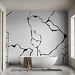 Wall murals Black and white drawing of a cracked surface