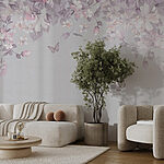 Wall murals Floral pattern with butterflies
