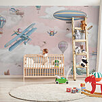 Wall murals Wallpaper with airplanes and hot air balloons