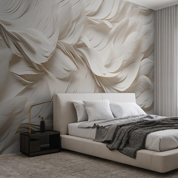 White feathers on a surface Wall murals White feathers on a surface