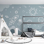 Wall murals Space scene with clouds and stars
