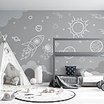 Wall murals Space scene with clouds and stars
