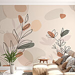 Wall murals Drawing of leaves and flowers