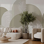 Wall murals White leaves on a gray background