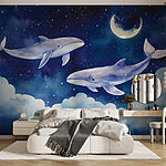 Wall murals Two whales in the sky