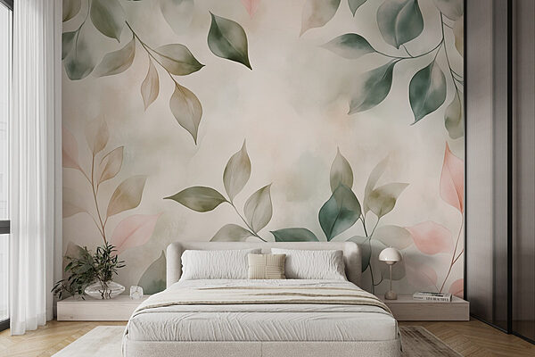 Delicate leaves in soft hues Wall murals Delicate leaves in soft hues