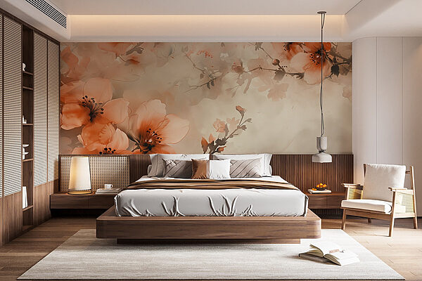 Blossoms dancing in soft hues Wall murals Blossoms dancing in soft hues