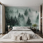 Wall murals Group of trees in the fog