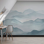 Wall murals Foggy mountain range
