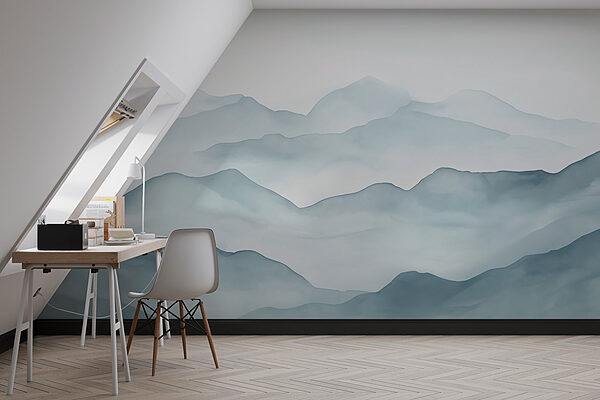 Foggy mountain range Wall murals Foggy mountain range