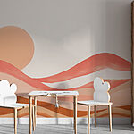 Wall murals Painting of a desert with a sun