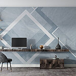 Wall murals Blue and white background with white squares and lines