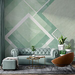 Wall murals Green and white tile with white lines