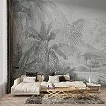 Wall murals Greyscale image of a tropical forest
