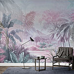Wall murals Painting of a forest with palm trees
