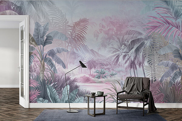 Wall murals Painting of a forest with palm trees